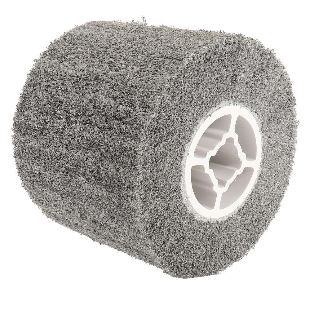 120x100mm Nylon Web Drum Non-woven Abrasive Flap Wire Drawing Polishing Burnishing Wheel for Stainless Steel Metal Finishing Polishing, Surface Treatment, Clear Texture (Grit 400)