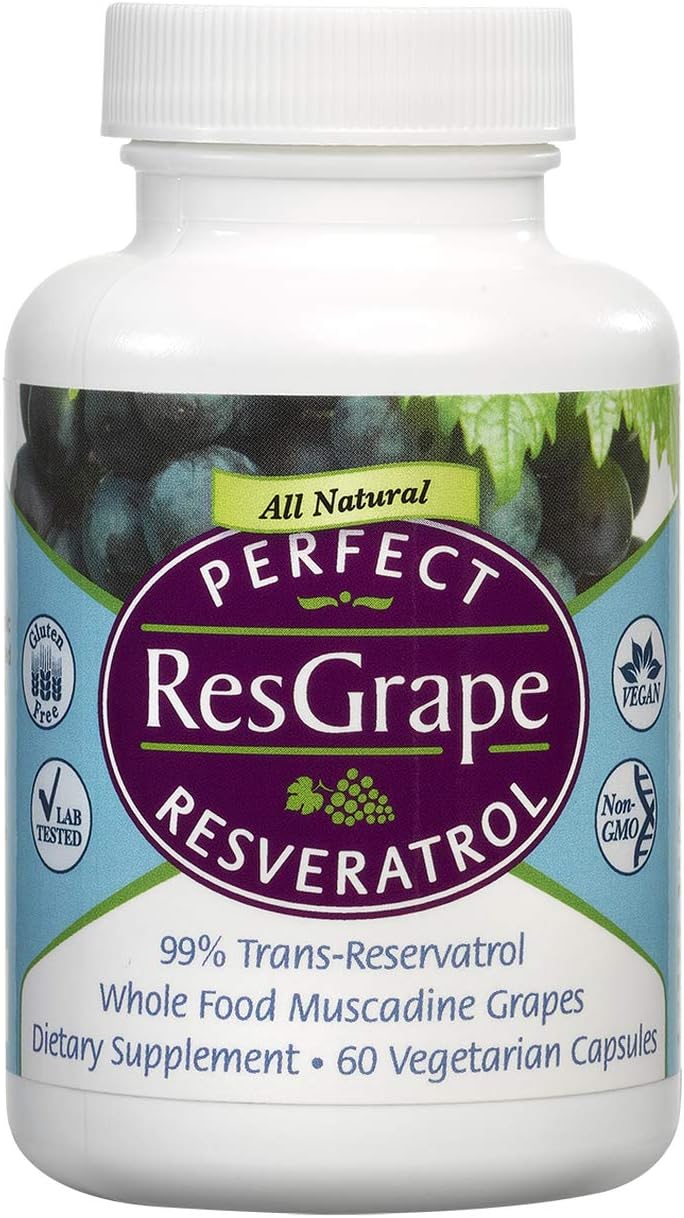Perfect Supplements – Perfect ResGrape Resveratrol – 60 Capsules – Trans-Resveratrol & Organic Muscadine Grapes - 3 Pack