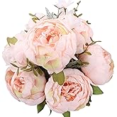 Duovlo Springs Flowers Artificial Silk Peony Bouquets Wedding Home Decoration,Pack of 1 (Spring Pure Pink)