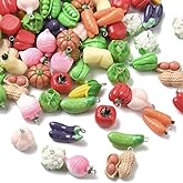 DanLingJewelry 200Pcs Assorted Imitation Food Resin Pendants Vegetable Carrot Corn Tomato Resin Dangle Charms for DIY Earrings Necklaces Jewelry Making