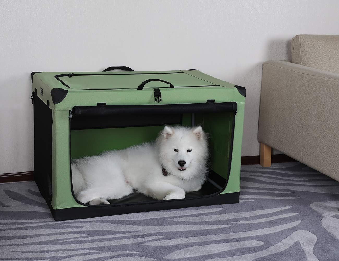 Petsfit Foldable Soft Dog Crate Medium, Portable Travel Crate for for Outdoor & Camping with Lockable Zippers - Image 4