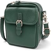 NAFJYR Crossbody Leather Bag, Vintage Womens Large Capacity Cross Body Bags for Women Theft (Dark Green)