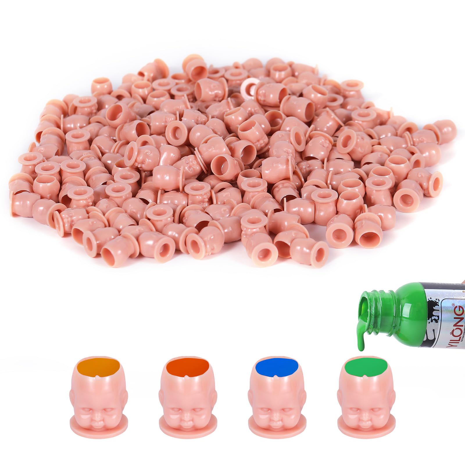 YLRONGTIAN Disposable Tattoo Ink Cups with Stable Base and 200 Pieces Per Pack Permanent Makeup Pigment Holder Container Cap Tattoo Accessories — image 1