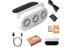 HPYDIY Solar Car Exhaust Fan, Car Window Exhaust Fan with 3 Air Outlets, Air Circulation in The Car Cooling, Eliminating Odors, Suitable for General Types of Car