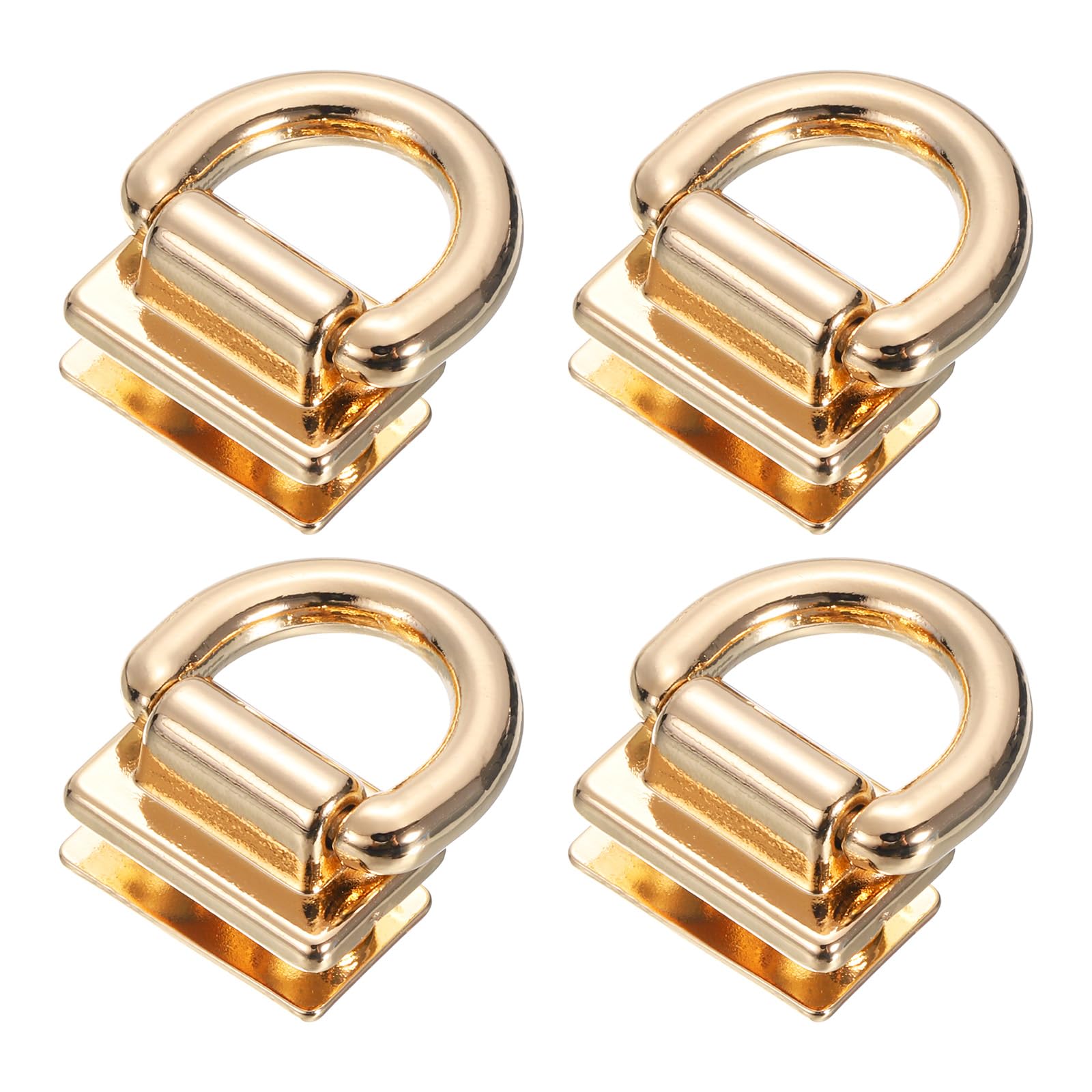 Uxcell Metal Bag Connector with D Ring, 4Pcs 18mm Purse Bridge Hanger Buckle with Screws for Purse DIY, Key Chain Lanyard (Light Golden)