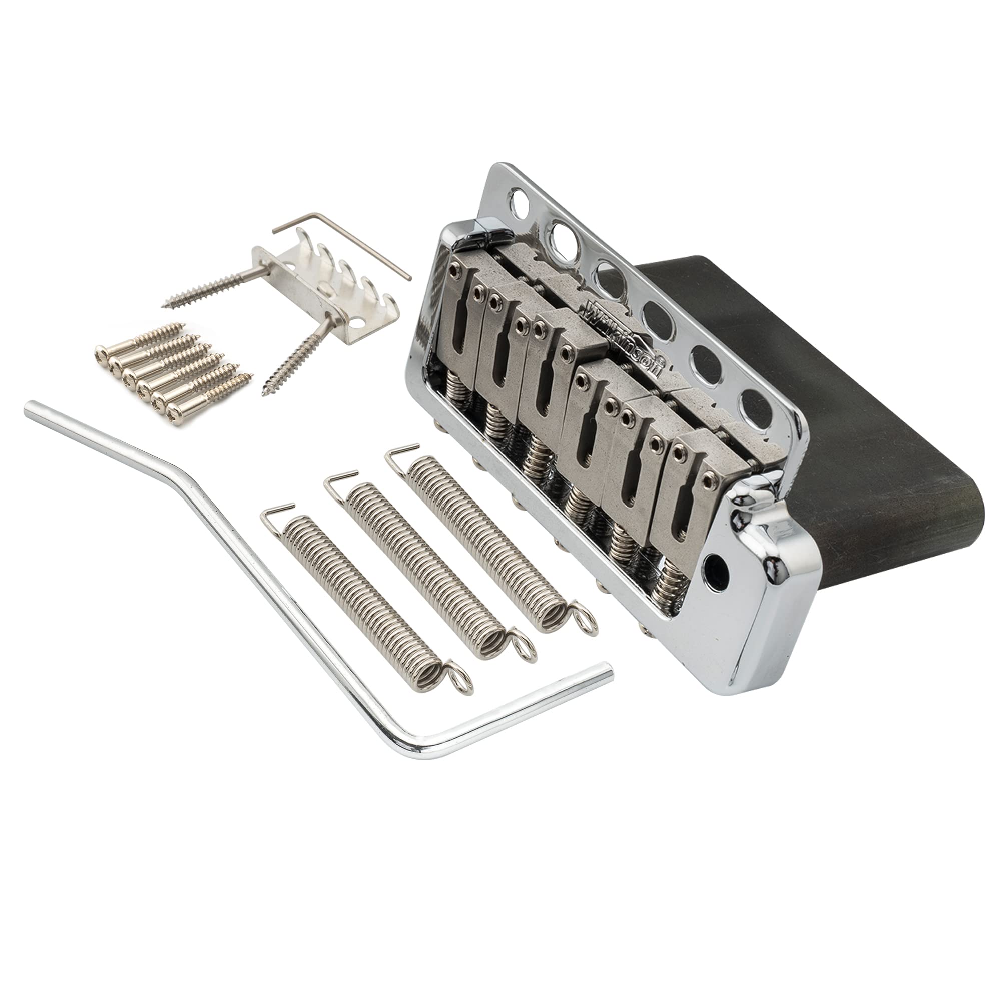 Wilkinson WVP6-SB 54mm 5+1 Hole SUS Stainless Steel Saddles Guitar Tremolo Bridge with Full Solid Steel Block for Import Strat and Japan Strat, Chrome