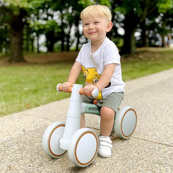 SEREED BABY BALANCE BIKE FOR 1-2 YEAR OLDS – 4 WHEELS, FIRST BIKE FOR TODDLERS, BIRTHDAY GIFT (GREEN)