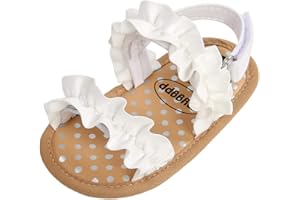 CoKate Baby Girls Sandals Ruffle Bowknot Premium Soft Sole Anti-Slip Open Toe Breathable Summer Outdoor First Walker Shoes Baby Sandals 0-3 months girls