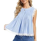 CUFEZN Womens 2026 Summer Peplum Top Sleeveless Ruffled Lace Trim Round Neck Y2K Babydoll Going Out Tops