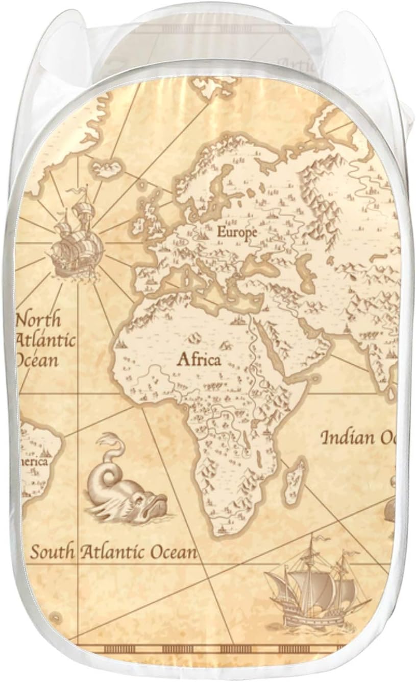 Canasta de lavandería Moda Geografía Arte Mapa del mundo Diversión de