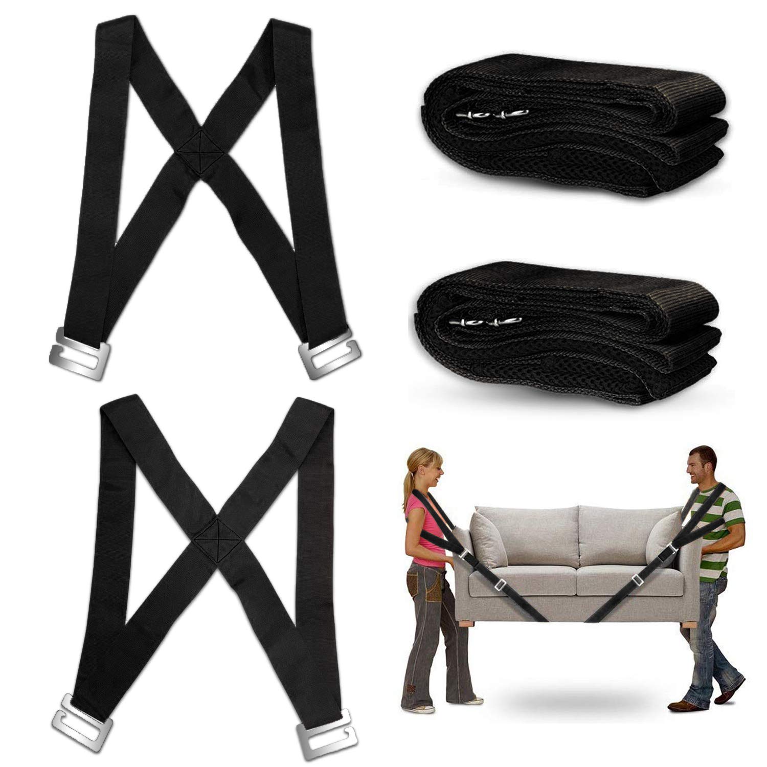 Lifting and Moving Straps and Harnesses for 2 Movers, Durable and