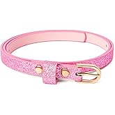 Kids Ultra-Skinny Sparkly Belt, Ages 4-7 Years and 8-14 Years, Stylish Glitter Belt for Girls