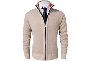 Vcansion Men's Classic Cardigan Sweaters Stand Collar Slim Fit Casual Knitted Sweater