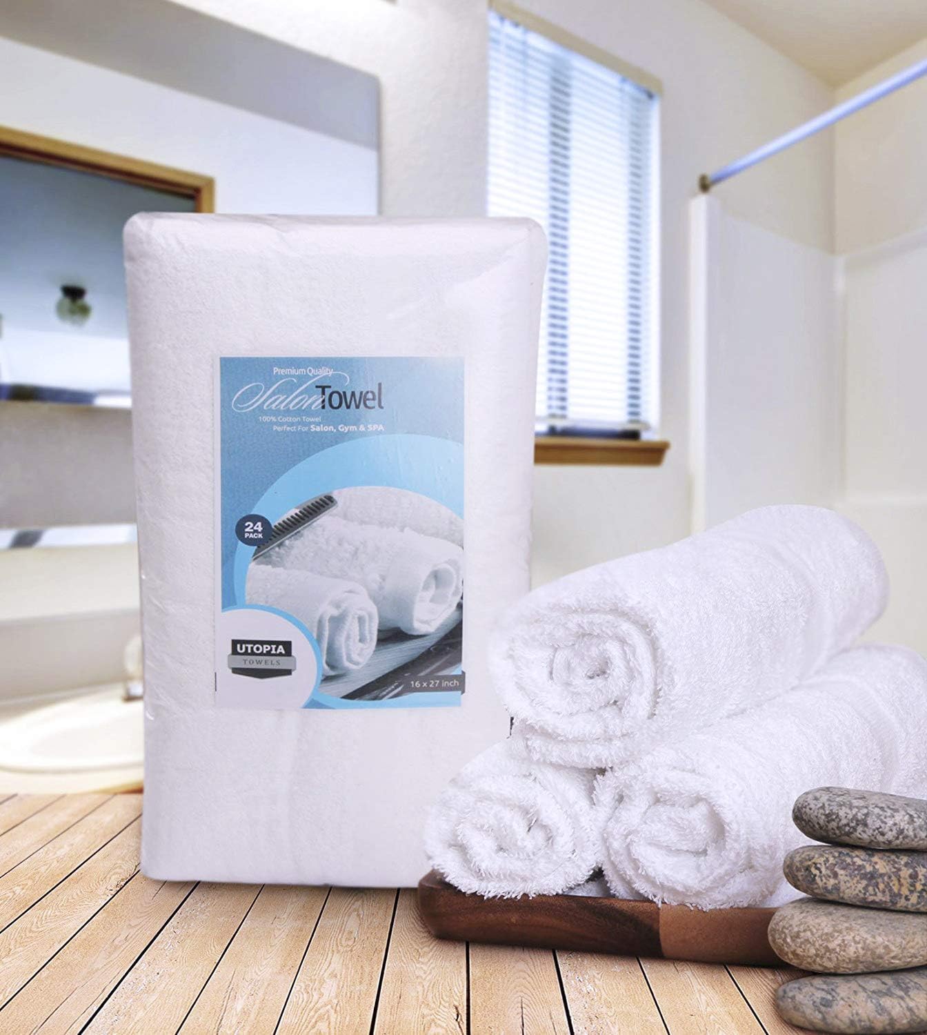 Utopia Towels White Salon Towels, Pack of 24 (Not Bleach Proof, 16 x 27 Inches) Highly Absorbent Towels for Hand, Gym, Beauty, Hair, Spa, and Home Hair Care: Home & Kitchen