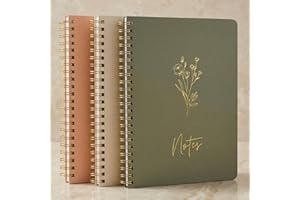 ZICOTO Aesthetic Spiral Notebook Set of 3 For Women - Cute College Ruled 8x6 Journal/Notebook with Large Pockets And Lined Pa