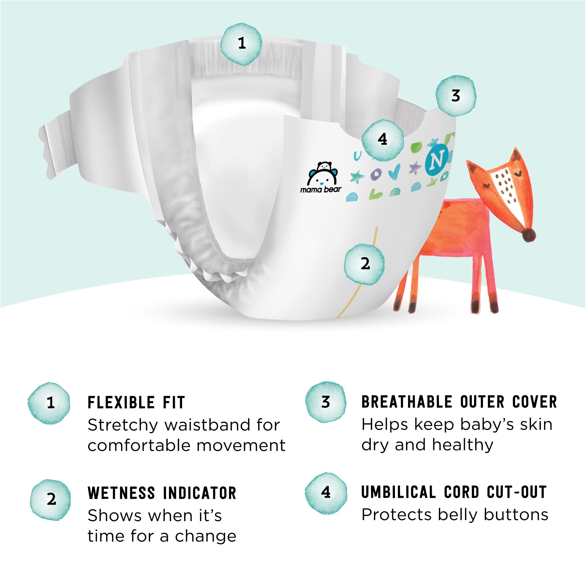 Amazon Brand - Mama Bear Gentle Touch Diapers, Size 1, 196 Count (4 packs of 49).