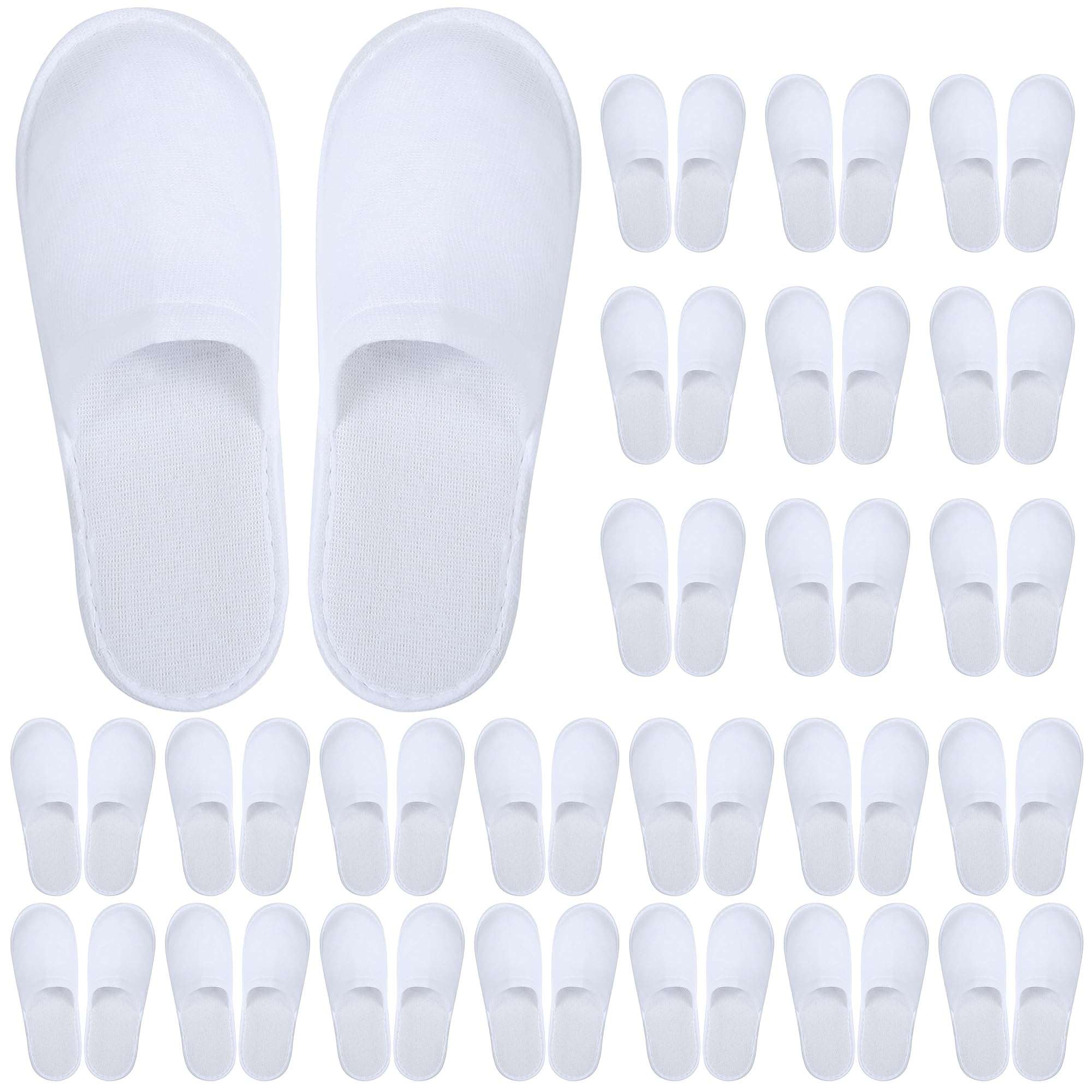Photo 1 of Aneco 24 Pairs Disposable Spa Slippers Bulk Fluffy Closed Toe Slippers Non Slip Hotel Guest Slippers for Home Travel Use, Fits up to US Men Women Size 10-11, White
