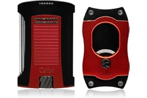 Colibri Daytona Lighter + S-Cut Cutter Gift Set - Single Jet Flame, Wind Resistant, Large Fuel Tank, Gift Box Included (Red)