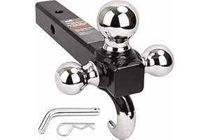 PEAKTOW Class III/IV 2 inches Trailer Hitch Ball Mount with 1-7/8”, 2”, 2-5/16” Triple Chrome Plated Balls and Hook, 10,000 l