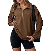 Dokotoo Womens Sweatshirt Waffle Knit Long Sleeve Lapel Half Zip Up Casual Lightweight Soft Sweatshirts Loose Pullover Tops