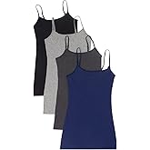 4 Pack Active Basic Women's Basic Tank Tops Small Black, Charcoal, H Gray, Navy