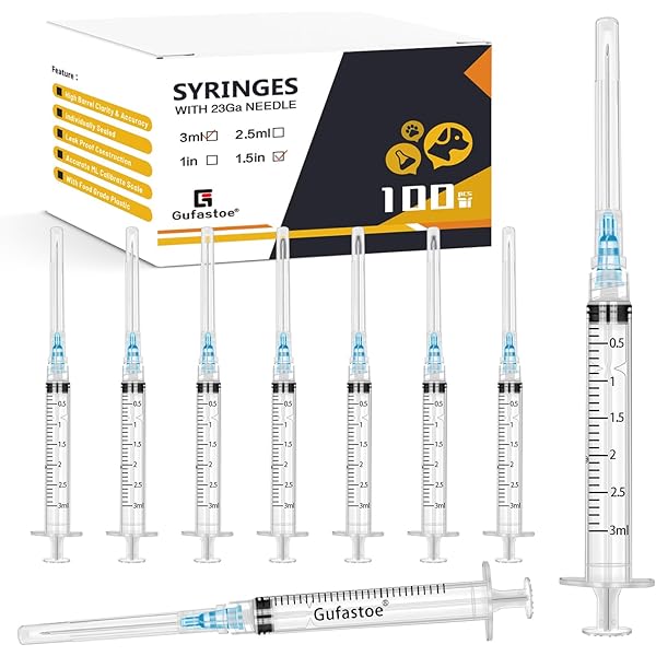 10Pack 3ml/cc Luer Lock Syringe, Lab Use Disposable Individual Package With 23Ga 1 Inch (Green