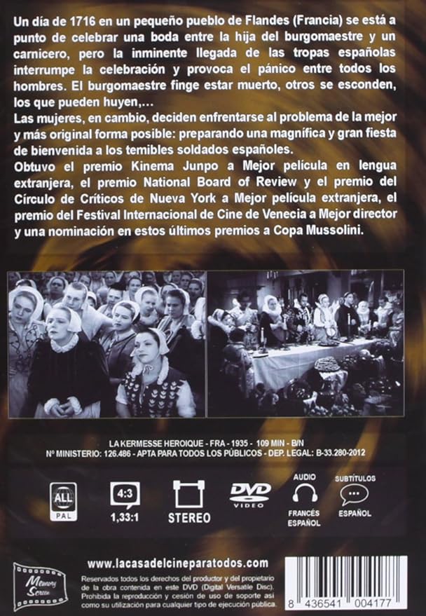 La Kermesse Heroica La Kermesse Heroique Director Jacques Feyder Audio En Francais Et En Espagnol Sous Titres En Espagnol Amazon Fr Francoise Rosay Andre Alerme Jean Murat Jacques Feyder Dvd Blu Ray