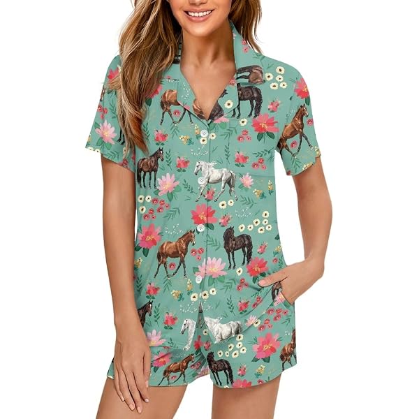 Women's Short Sleeve Pajama Set - Button Down Top & Shorts With Pockets Comfy Sleepwear S-2XL - View #5