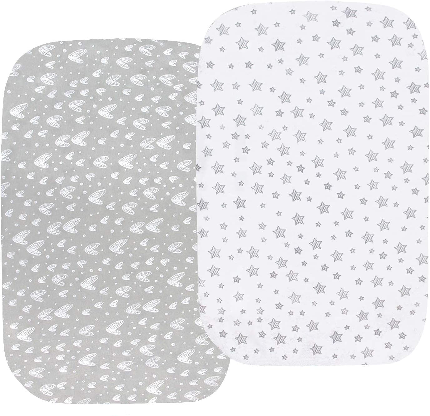 Springspirit Next To Me Crib Sheets 2 Pack, 100% Jersey Knit Cotton, Fitted 83x50cm, Compatible with Chicco Next2Me & Maxi-Cosi Iora Co-Sleeper, Grey