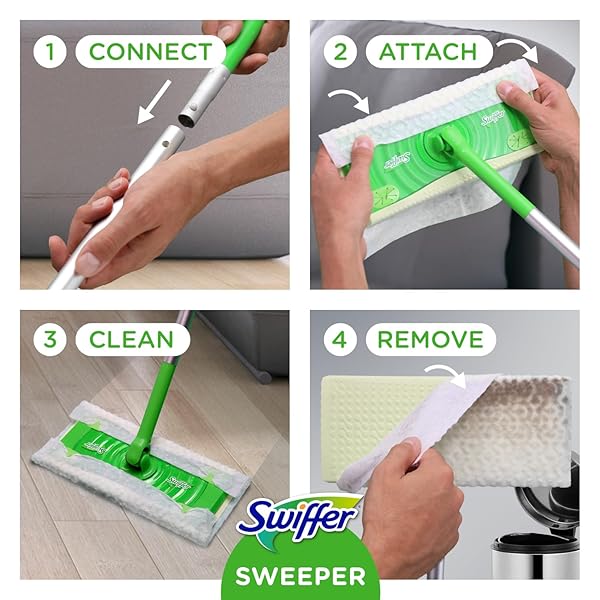 SWIFFER SWEEPER 2-IN-1 MOPS FOR FLOOR CLEANING, DRY AND WET MULTI SURFACE FLOOR CLEANER, SWEEPING AND MOPPING STARTER KIT, INCLUDES 1 MOP + 19 REFILLS, 20 PIECE SET