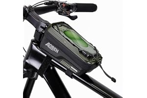 Aoben Bike Bicycle Phone Front Frame Bag for Mountain Bike Road Bike, EVA Hard Casing Bike Phone Holder Bike Phone Mount for MTB, Bike Bicycle Accessories for Cell Phone Under 6.8 Inches (Army Green)