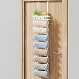 HapiRm Over Door Towel Rail 9-Tier Wall Mounted Storage Rack White view 8