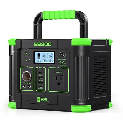 EBL Portable Power Station 288.6Wh 330W Solar Generator Pure Sine Wave AC Output (600W Peak) with 5W Wireless Charger, SOS LED Light & Multi-Port Design for Camping Home Emergency RV CPAP