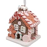 Needzo Light Up Gingerbread House Ornament, Festive Christmas Tree Decor, Holiday Keepsake Gifts, 3 x 3.5 Inches, Style May Vary