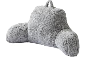 Aimuan Reading Pillow Bed Rest Wedge Large Adult Backrest Pillow with Arms Back Support for Sitting Up in Bed Cushion Incline Rest Sleeping Snoring Pillow,Sherpa Grey Standard