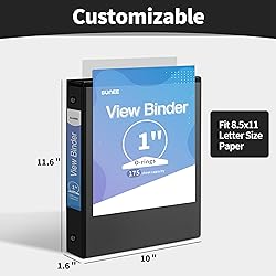 SUNEE 3 Ring Binder 1 Inch 1 Pack, Clear View