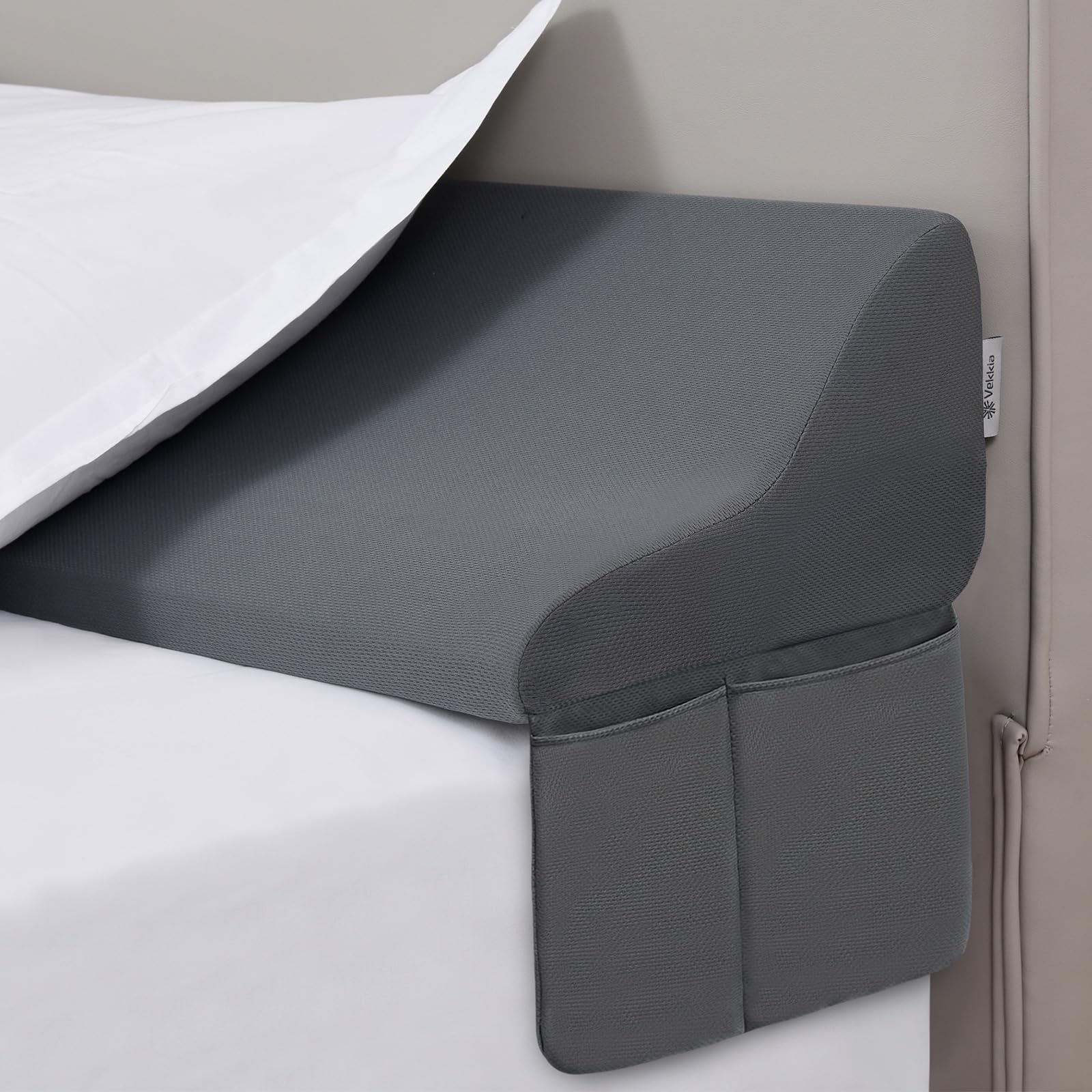 Photo 1 of Vekkia King Bed Wedge Pillow for Headboard/Bed Gap Filler/Headboard Pillow,Pillow Wedge for Headboard Gap(0-6"),Bed Gap Pillow,Stop Loosing Your Pillows,Phone,Gray