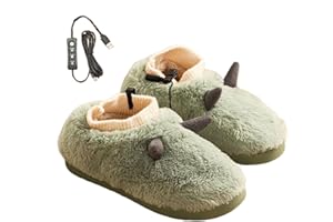 Electric Heated Slippers - Heating Booties Electric Heated Plush Slippers - Feet Warmers, Fuzzy House Shoes for Women and Men