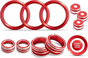 Polodunn for Nissan Sentra Accessories 2020-2025, 12pcs Trim Set - Air Conditioning, Volume Tune Knob Covers, Air Vent Outlet Covers/Rings, Push Start Button Cover/Ring (Red)