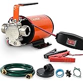 CALENON 12V Water Transfer Pump, Portable Water Pump with 6 ft Suction Hose | 330 GPH with Inline ON/OFF Switch and Accessory Kit; Ideal for rain barrels, RV tanks, boats and general water transfer