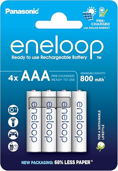 Eneloop AAA Micro Ni-MH Battery 4 Pack NEW Upgraded 800 mAh Capacity