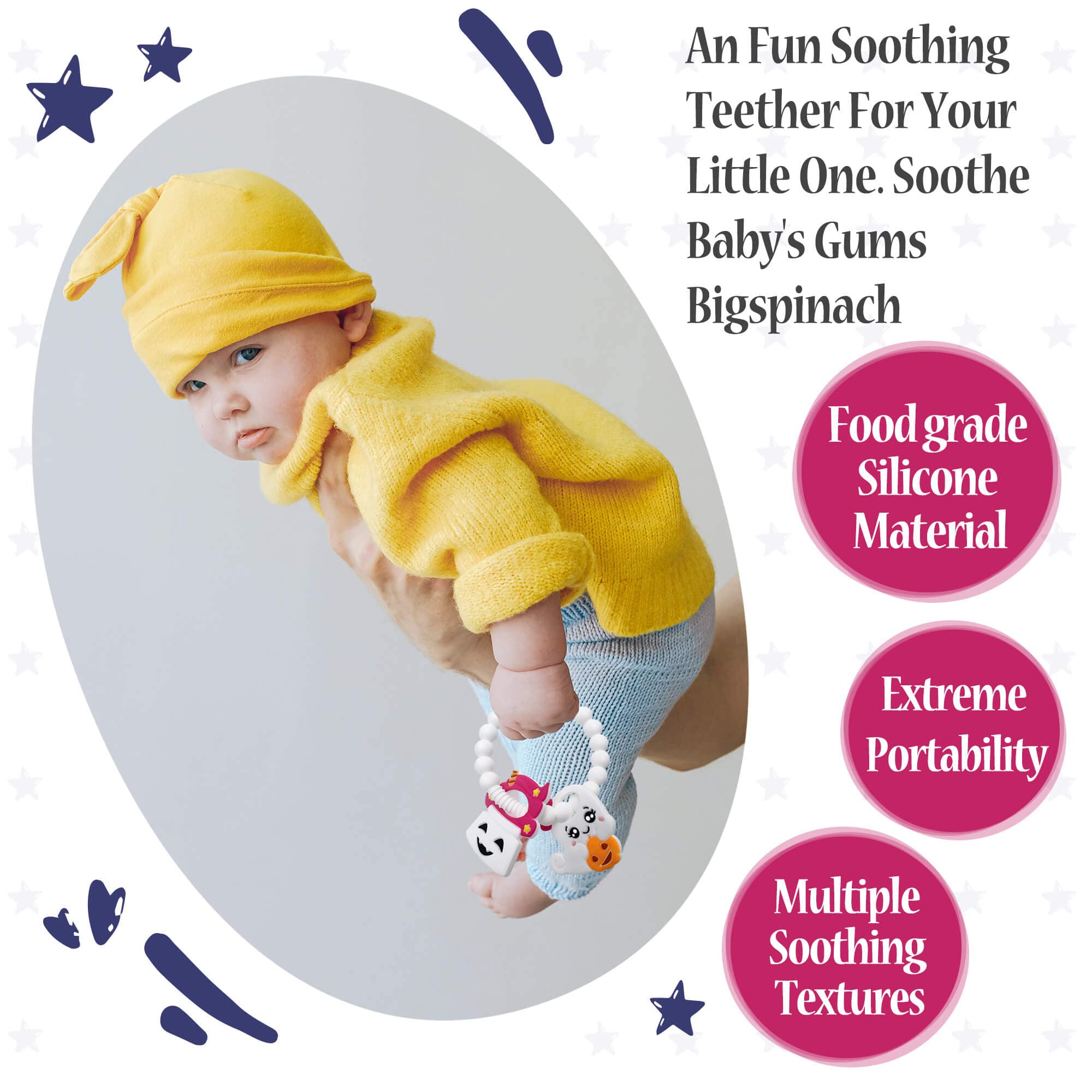 BIGSPINACH BIGSPINACH Ghost Teether and Cute Ghouls Ring Teether Halloween Activities for Toddlers, Preschoolers & Older Kids