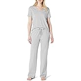 Amazon Essentials Women's Soft Cotton Blend Short Sleeve T-Shirt and Pant Pajama Set
