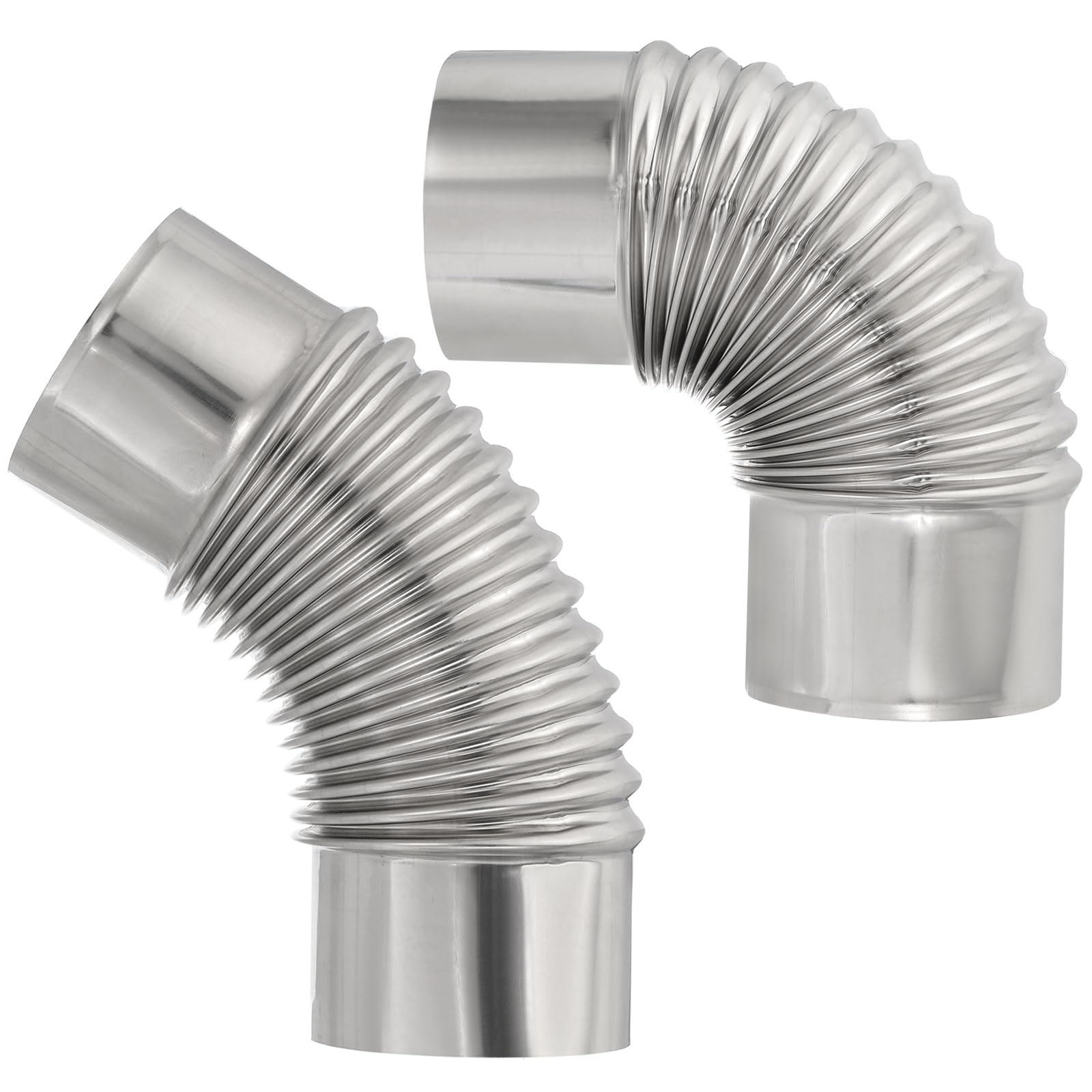 PATIKIL 90 Degree Stove Pipe and 45 Degree Chimney Flue Extension, 3.15 Inch Stainless Steel Elbow Pipe for Camping Tent Wood Stove Accessories Vent Exhaust