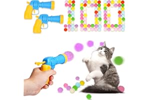 TEAWOO 100PCS Cat Ball Toys with 2 Launchers Set, Funny Interactive Cat Toys for Indoor Cats, Adult Cats & Kitten Toys