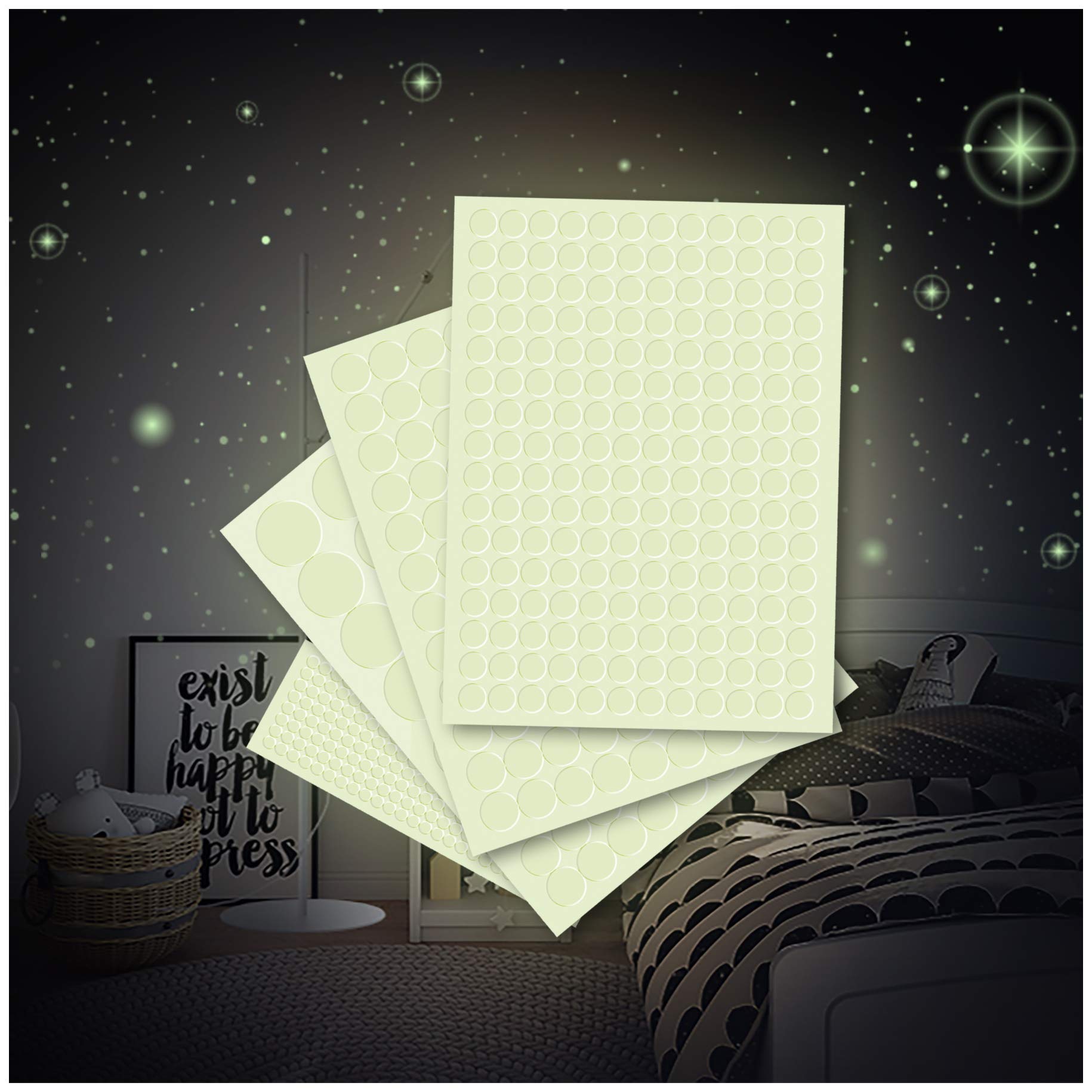 Luminous film 562 dots for starry sky strong luminosity in the dark wall sticker self-adhesive fluorescent glow-in-the-dark (K011 dots)