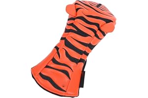 ZASCHMOY Wood Club Head Cover Cartoon Tiger Water Proof PU Club Headcover with Plush Lining & Elastic Band No. UT for Golf Cl