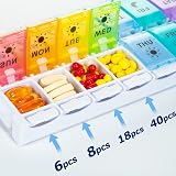 Yaklim Large Weekly Pill Organizer AM PM Push Button Bottom Fill 7 Day BPA Free view 5