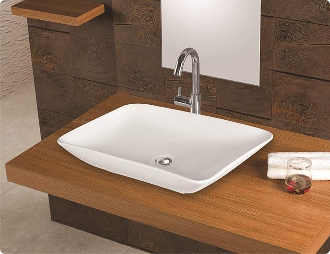 Table Glass, Granite Rectangle Shape Wash Basin Glossy Finish/Counter