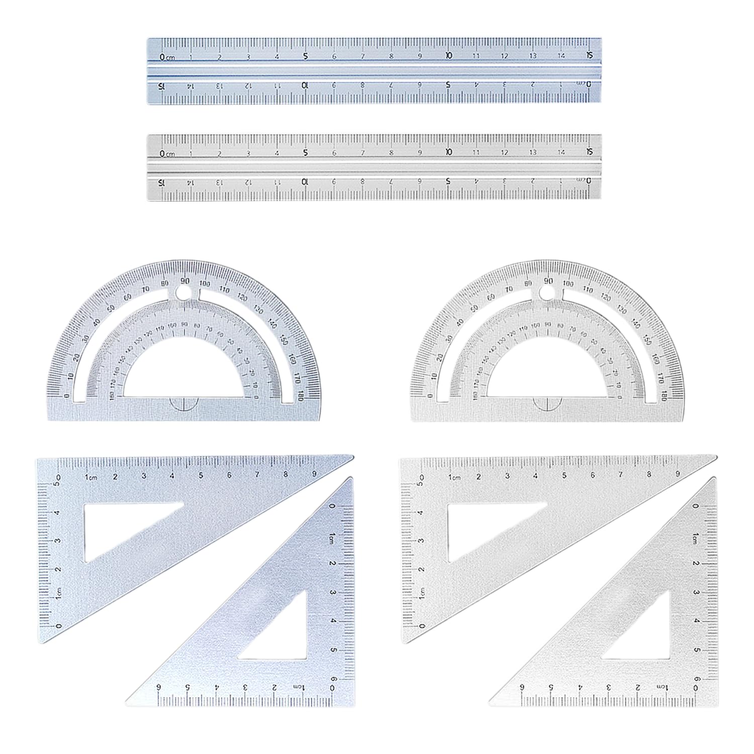 8-Piece Metal Ruler Set, Drawing Ruler Set, Ruler, Protractor, Set Square, Geometric Drawing Tools, Suitable for Drawing Learning Office Stationery